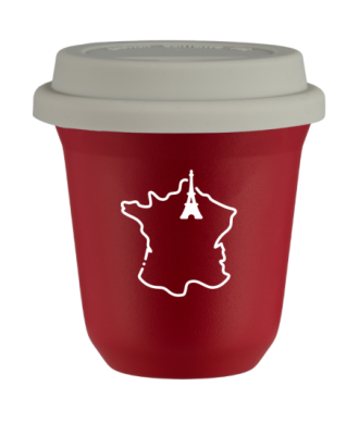 Tasse 150 ml ROUGE "France (blanc)", avec couvercle blanc Tasse 150 ml ROUGE "France (blanc)", avec couvercle blanc