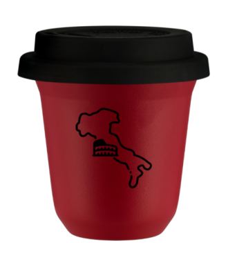 Tasse 150 ml ROUGE "Italie (noir)", avec couvercle noir Tasse 150 ml ROUGE "Italie (noir)", avec couvercle noir