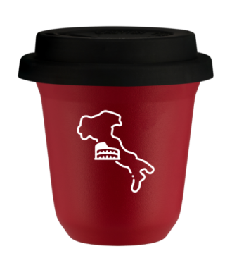 Tasse 150 ml ROUGE "Italie (blanc)", avec couvercle noir Tasse 150 ml ROUGE "Italie (blanc)", avec couvercle noir