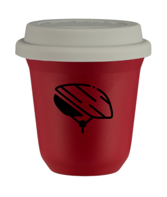 Tasse 150 ml ROUGE "Casque", avec couvercle blanc Tasse 150 ml ROUGE "Casque", avec couvercle blanc