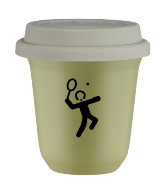 Tasse 150 ml PISTACHE "Tennis 2", avec couvercle blanc Tasse 150 ml PISTACHE "Tennis 2", avec couvercle blanc