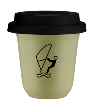 Tasse 150 ml PISTACHE "Sports nautiques (noir)", avec couvercle noir Tasse 150 ml PISTACHE "Sports nautiques (noir)", avec couvercle noir