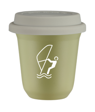 Tasse 150 ml PISTACHE "Sports nautiques (blanc)", avec couvercle blanc Tasse 150 ml PISTACHE "Sports nautiques (blanc)", avec couvercle blanc