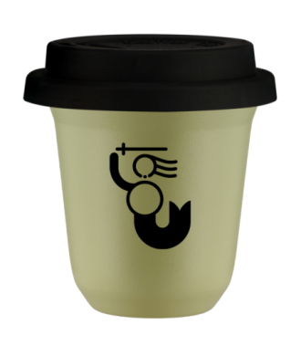Tasse 150 ml PISTACHE "WARSZAWSKA SYRENKA (noir)", avec couvercle noir Tasse 150 ml PISTACHE "WARSZAWSKA SYRENKA (noir)", avec couvercle noir