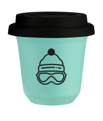 Tasse 80 ml TURQUOISE "Casquette", avec couvercle noir Tasse 80 ml TURQUOISE "Casquette", avec couvercle noir