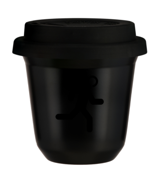 Tasse 80 ml NOIR "Coureur", avec couvercle noir Tasse 80 ml NOIR "Coureur", avec couvercle noir