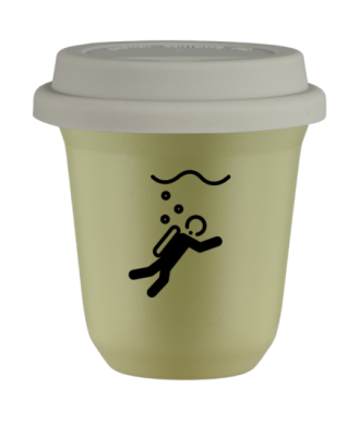 Tasse 150 ml PISTACHE "Plongée", avec couvercle blanc Tasse 150 ml PISTACHE "Plongée", avec couvercle blanc