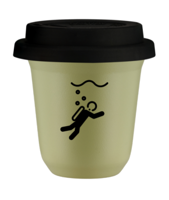 Tasse 150 ml PISTACHE "Plongée (noir)", avec couvercle noir Tasse 150 ml PISTACHE "Plongée (noir)", avec couvercle noir