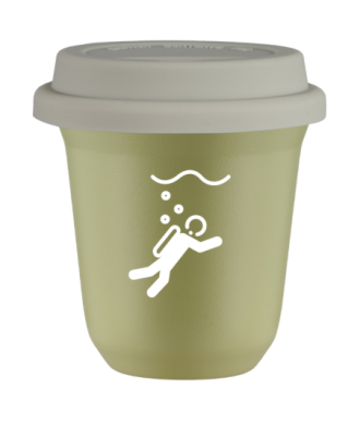 Tasse 150 ml PISTACHE "Plongée (blanc)", avec couvercle blanc Tasse 150 ml PISTACHE "Plongée (blanc)", avec couvercle blanc
