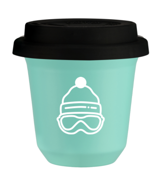 Tasse 80 ml TURQUOISE "Casquette (blanc)", avec couvercle noir Tasse 80 ml TURQUOISE "Casquette (blanc)", avec couvercle noir