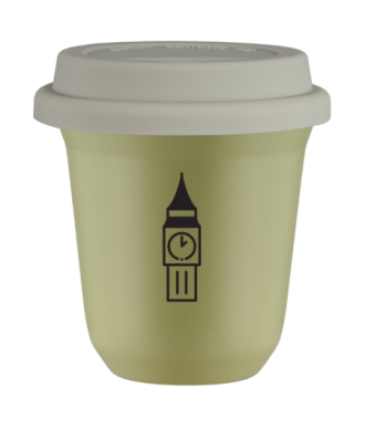 Tasse 150 ml PISTACHE "BIG BEN (noir)", avec couvercle blanc Tasse 150 ml PISTACHE "BIG BEN (noir)", avec couvercle blanc