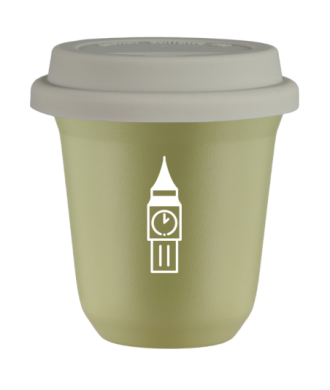 Tasse 150 ml PISTACHE "BIG BEN (blanc)", avec couvercle blanc Tasse 150 ml PISTACHE "BIG BEN (blanc)", avec couvercle blanc