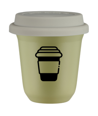 Tasse 150 ml PISTACHE, avec couvercle blanc Tasse 150 ml PISTACHE, avec couvercle blanc