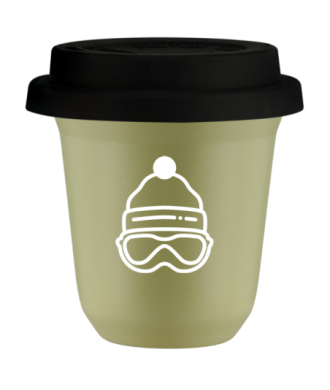 Tasse 150 ml PISTACHE "Casquette (blanc)", avec couvercle noir Tasse 150 ml PISTACHE "Casquette (blanc)", avec couvercle noir