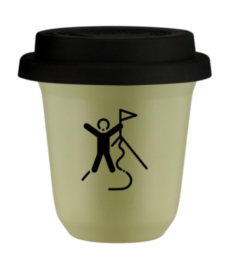 Tasse 150 ml PISTACHE "Escalade 1", avec couvercle noir Tasse 150 ml PISTACHE "Escalade 1", avec couvercle noir