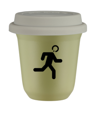 Tasse 150 ml PISTACHE "Coureur (noir)", avec couvercle blanc Tasse 150 ml PISTACHE "Coureur (noir)", avec couvercle blanc