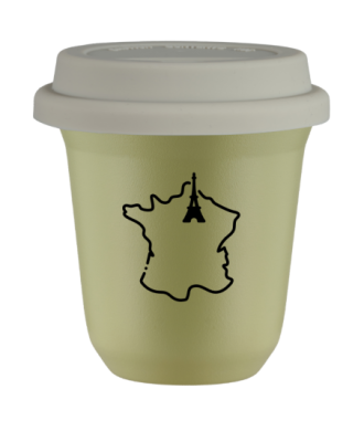 Tasse 150 ml PISTACHE "France", avec couvercle blanc Tasse 150 ml PISTACHE "France", avec couvercle blanc