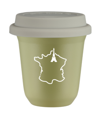 Tasse 150 ml PISTACHE "France (blanc)", avec couvercle blanc Tasse 150 ml PISTACHE "France (blanc)", avec couvercle blanc