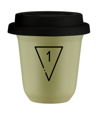 Tasse 150 ml PISTACHE "1", avec couvercle noir Tasse 150 ml PISTACHE "1", avec couvercle noir