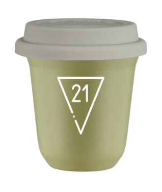 Tasse 150 ml PISTACHE "21 (blanc)", avec couvercle blanc Tasse 150 ml PISTACHE "21 (blanc)", avec couvercle blanc