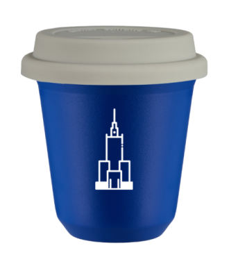 Tasse 150 ml BLEU "Pałac kultury i nauki (blanc)", avec couvercle blanc Tasse 150 ml BLEU "Pałac kultury i nauki (blanc)", avec couvercle blanc