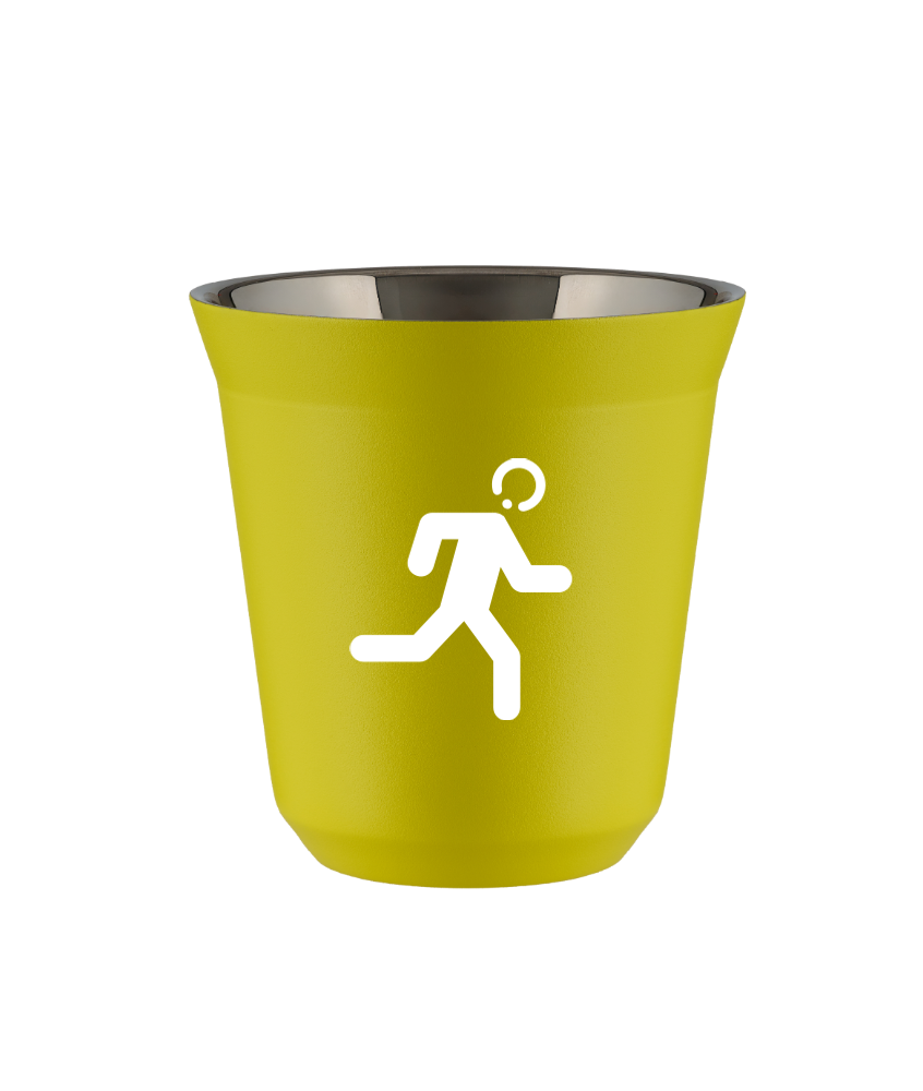 Tasse 150 ml JAUNE "Coureur (blanc)" Tasse 150 ml JAUNE "Coureur (blanc)"
