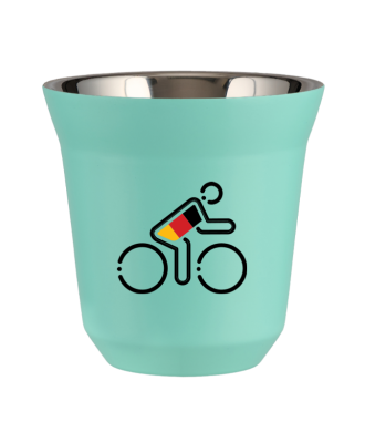 Tasse 80 ml TURQUOISE "Cycliste aux couleurs allemandes" Tasse 80 ml TURQUOISE "Cycliste aux couleurs allemandes"