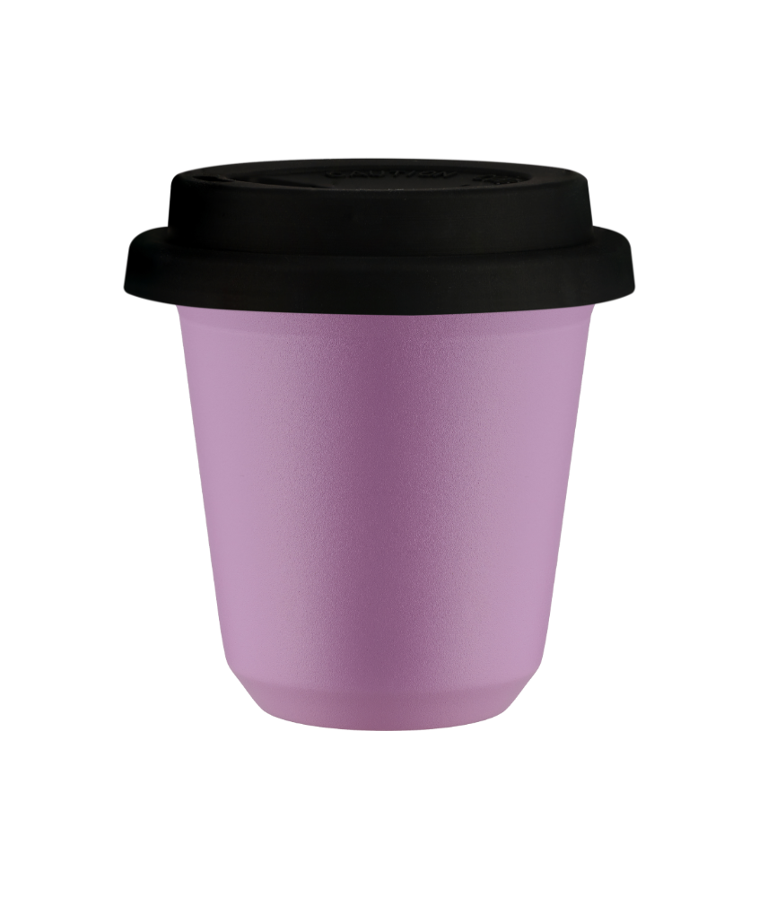 Tasse 150 ml LILAS, avec couvercle noir