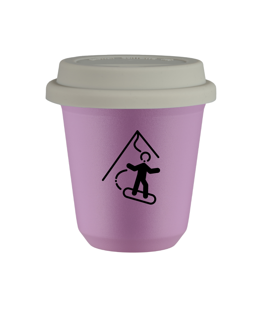 Tasse 150 ml LILAS "Snowboard", avec couvercle blanc