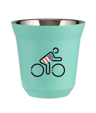 Tasse 80 ml TURQUOISE "Cycliste aux couleurs britanniques (noir)" Tasse 80 ml TURQUOISE "Cycliste aux couleurs britanniques (noir)"