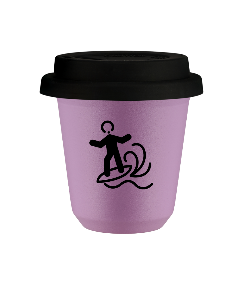 Tasse 150 ml LILAS "Planche à voile", avec couvercle noir