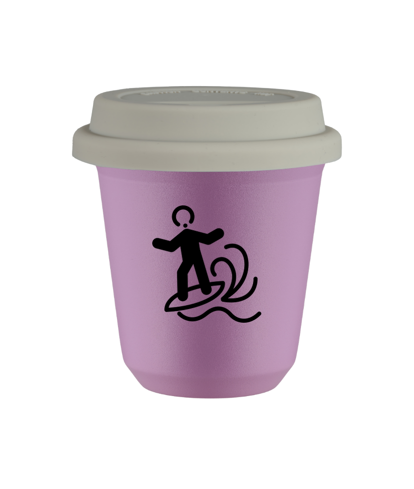 Tasse 150 ml LILAS "Planche à voile (noir)", avec couvercle blanc