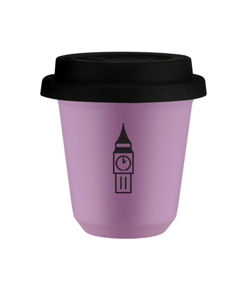 Tasse 150 ml LILAS "BIG BEN (noir)", avec couvercle noir Tasse 150 ml LILAS "BIG BEN (noir)", avec couvercle noir