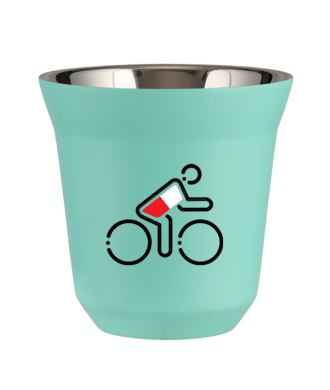 Tasse 80 ml TURQUOISE "Cycliste aux couleurs polonaises" Tasse 80 ml TURQUOISE "Cycliste aux couleurs polonaises"