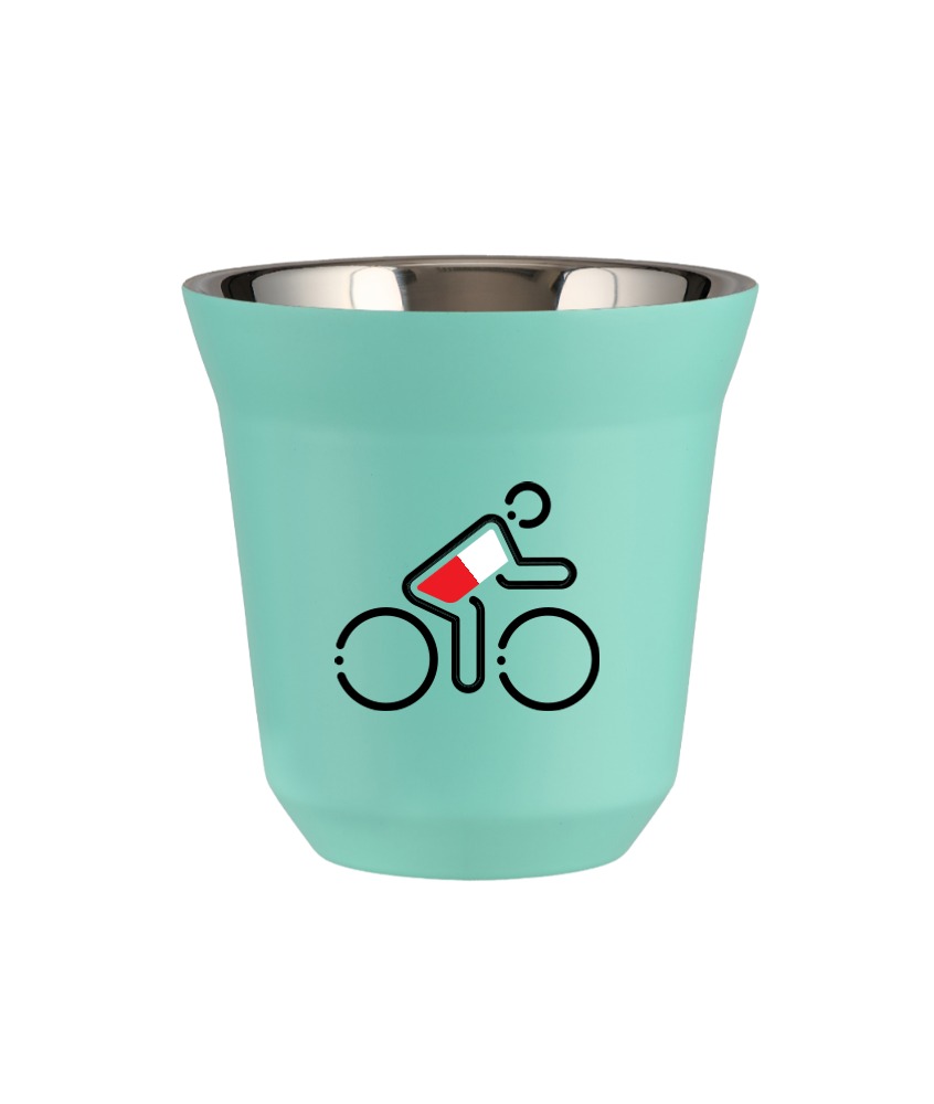 Tasse 80 ml TURQUOISE "Cycliste aux couleurs polonaises"