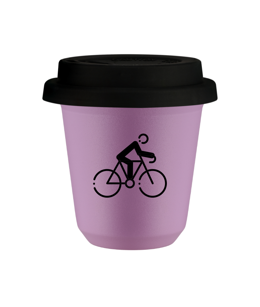 Tasse 150 ml LILAS "Cyclisme 3 (noir)", avec couvercle noir Tasse 150 ml LILAS "Cyclisme 3 (noir)", avec couvercle noir