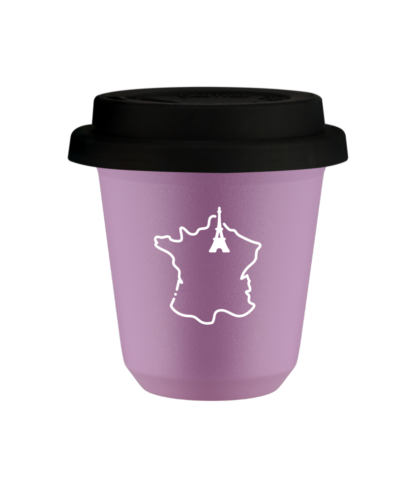 Tasse 150 ml LILAS "France (blanc)", avec couvercle noir