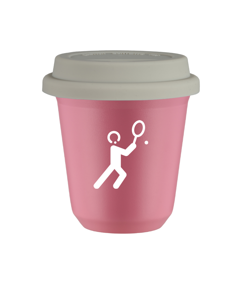 Tasse 150 ml ROSE "Tennis 1 (blanc)", avec couvercle blanc Tasse 150 ml ROSE "Tennis 1 (blanc)", avec couvercle blanc