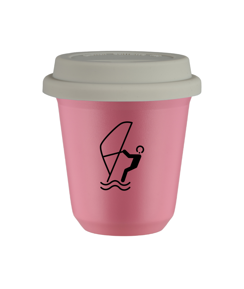Tasse 150 ml ROSE "Sports nautiques", avec couvercle blanc