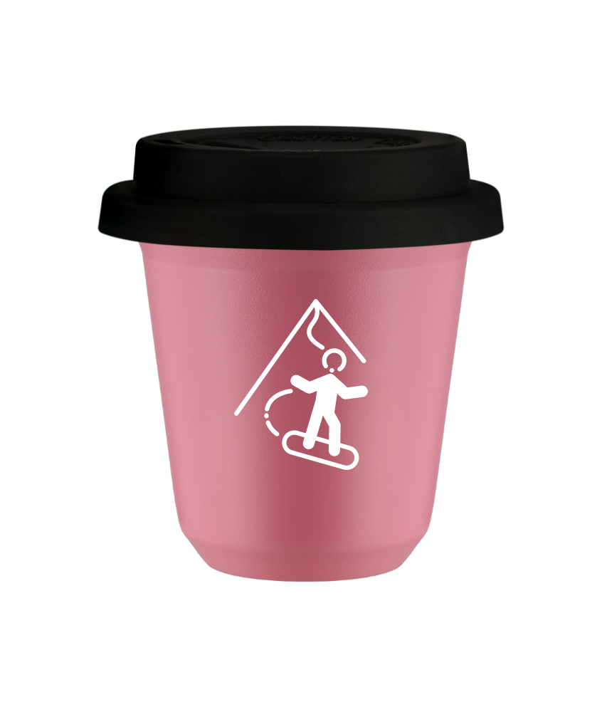Tasse 150 ml ROSE "Snowboard (blanc)", avec couvercle noir Tasse 150 ml ROSE "Snowboard (blanc)", avec couvercle noir
