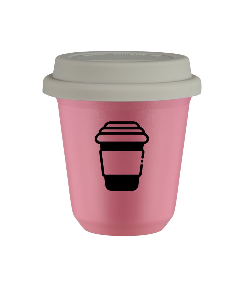 Tasse 150 ml ROSE, avec couvercle blanc Tasse 150 ml ROSE, avec couvercle blanc