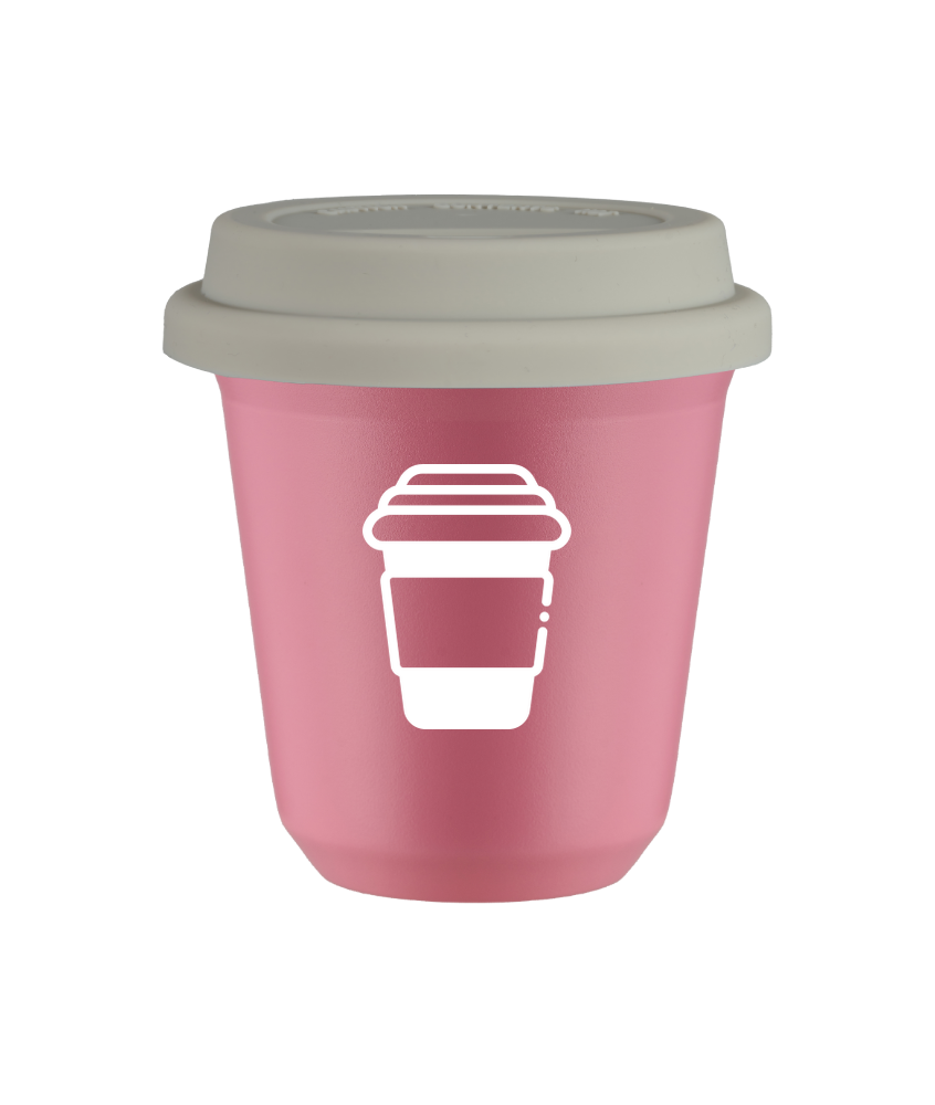 Tasse 150 ml ROSE, avec couvercle blanc Tasse 150 ml ROSE, avec couvercle blanc
