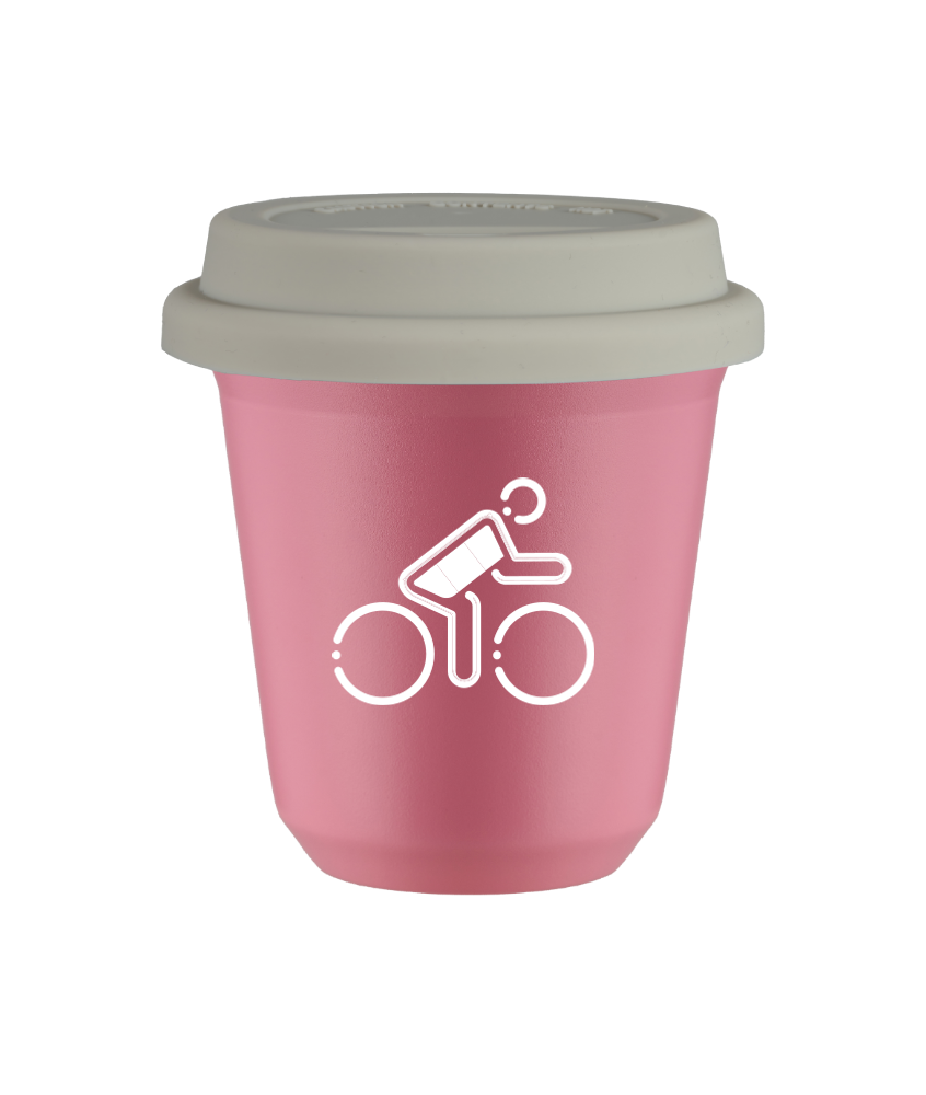 Tasse 150 ml ROSE "Cycliste aux couleurs allemandes (blanc)", avec couvercle blanc Tasse 150 ml ROSE "Cycliste aux couleurs allemandes (blanc)", avec couvercle blanc
