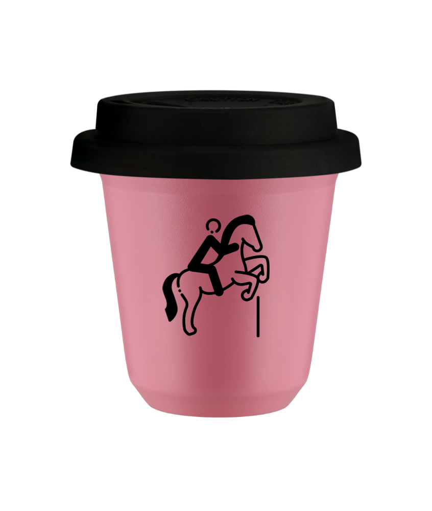 Tasse 150 ml ROSE "Équitation 1 (noir)", avec couvercle noir Tasse 150 ml ROSE "Équitation 1 (noir)", avec couvercle noir