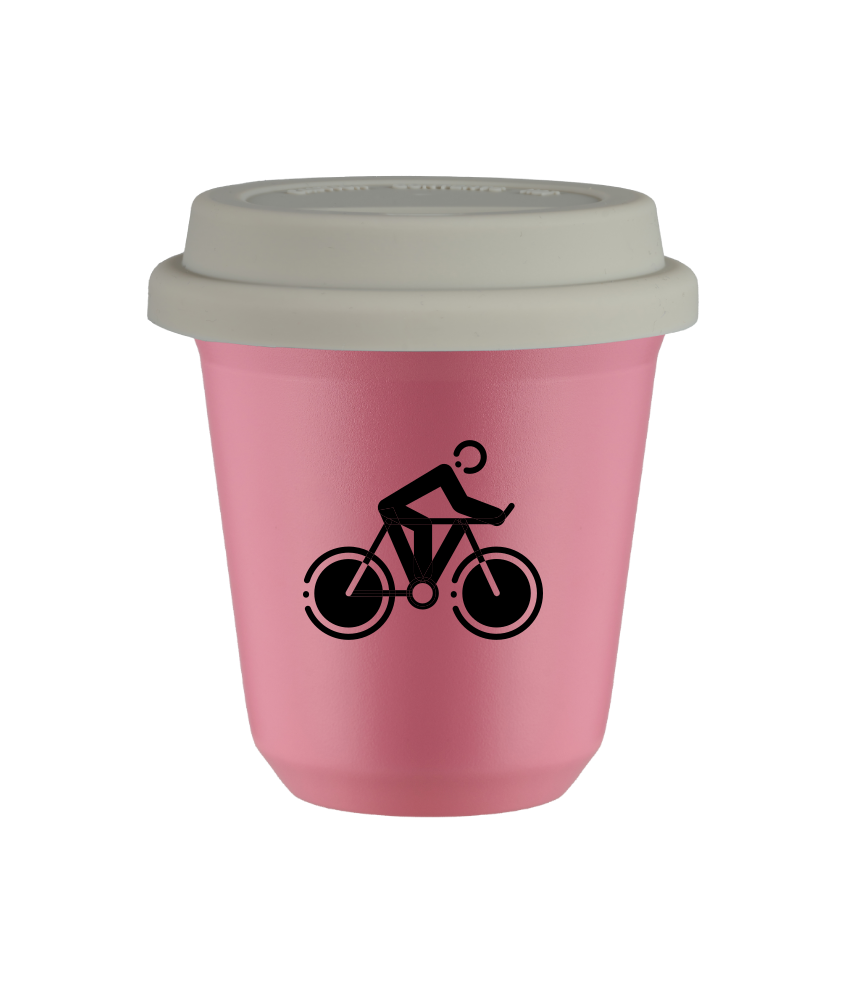 Tasse 150 ml ROSE "Cyclisme 2 (noir)", avec couvercle blanc Tasse 150 ml ROSE "Cyclisme 2 (noir)", avec couvercle blanc