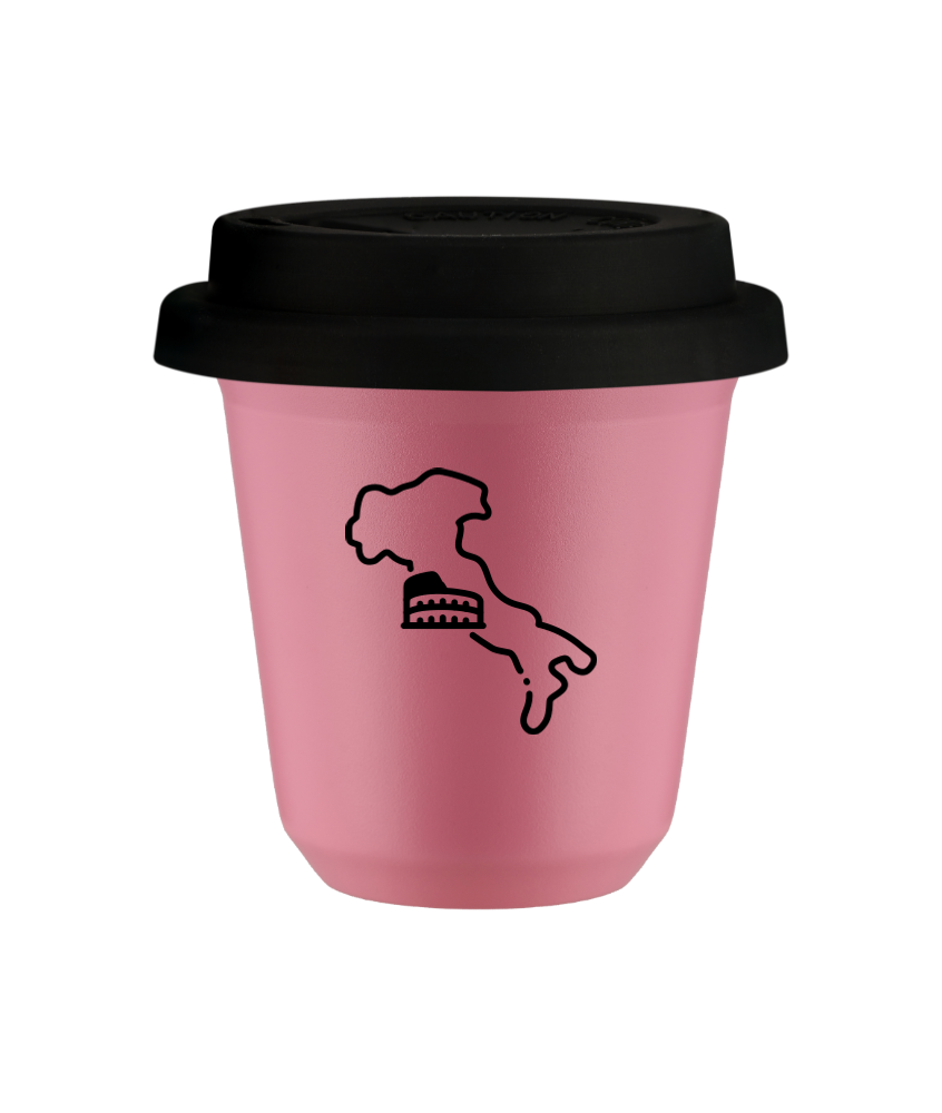 Tasse 150 ml ROSE "Italie (noir)", avec couvercle noir