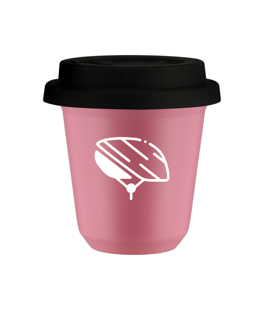 Tasse 150 ml ROSE "Casque (blanc)", avec couvercle noir Tasse 150 ml ROSE "Casque (blanc)", avec couvercle noir