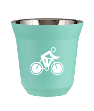 Tasse 80 ml TURQUOISE "Cyclisme 2 (blanc)" Tasse 80 ml TURQUOISE "Cyclisme 2 (blanc)"