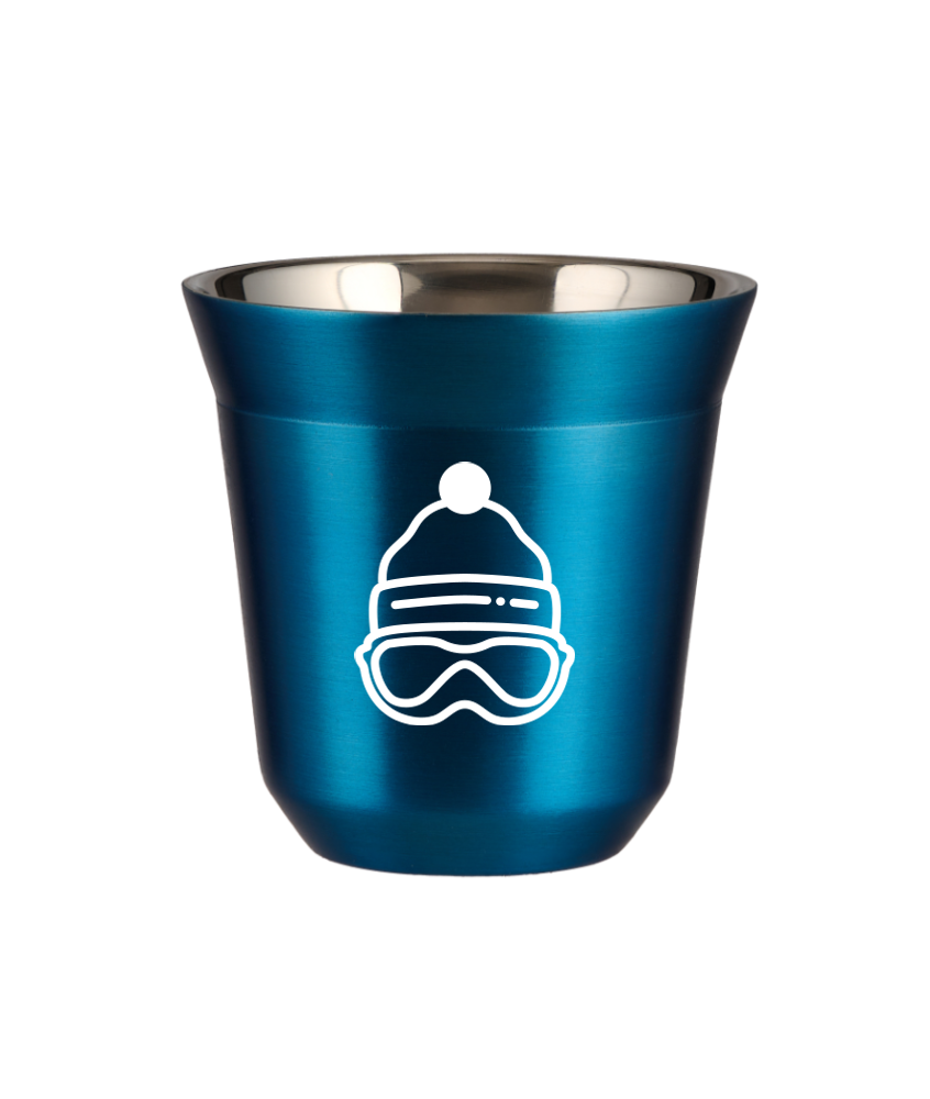 Tasse 240 ml BLEU MÉTALLIQUE "Casquette (blanc)" Tasse 240 ml BLEU MÉTALLIQUE "Casquette (blanc)"