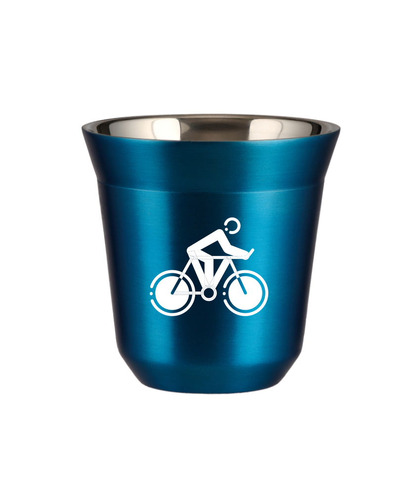 Tasse 240 ml BLEU MÉTALLIQUE "Cyclisme 2 (blanc)" Tasse 240 ml BLEU MÉTALLIQUE "Cyclisme 2 (blanc)"